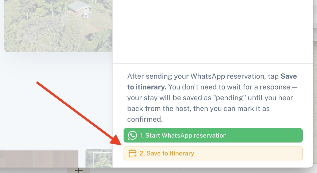User selecting Add to Itinerary